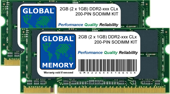2GB (2 x 1GB) DDR2 400/533/667/800MHz 200-PIN SODIMM MEMORY RAM KIT FOR ACER LAPTOPS/NOTEBOOKS
